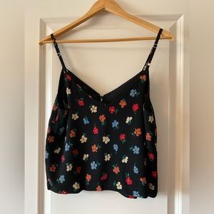 Madewell floral v-neck adjustable spaghetti strap top.